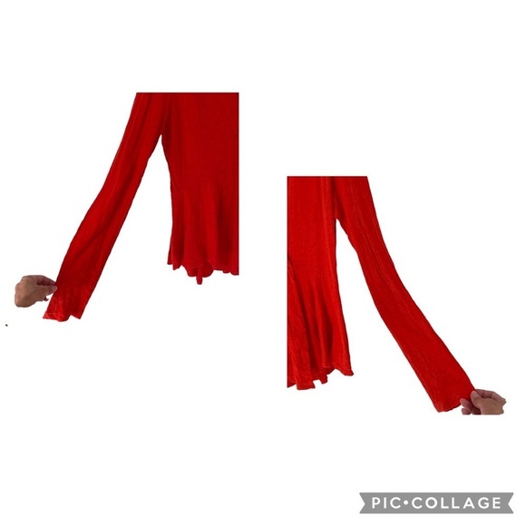 Anthropologie Left of Center Blood Orange Faux Wrap Slub Draped Hem Top - Sz M - Picture 7 of 16